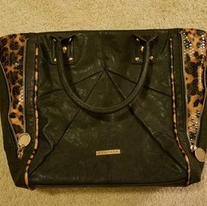 Black lepord large purse
