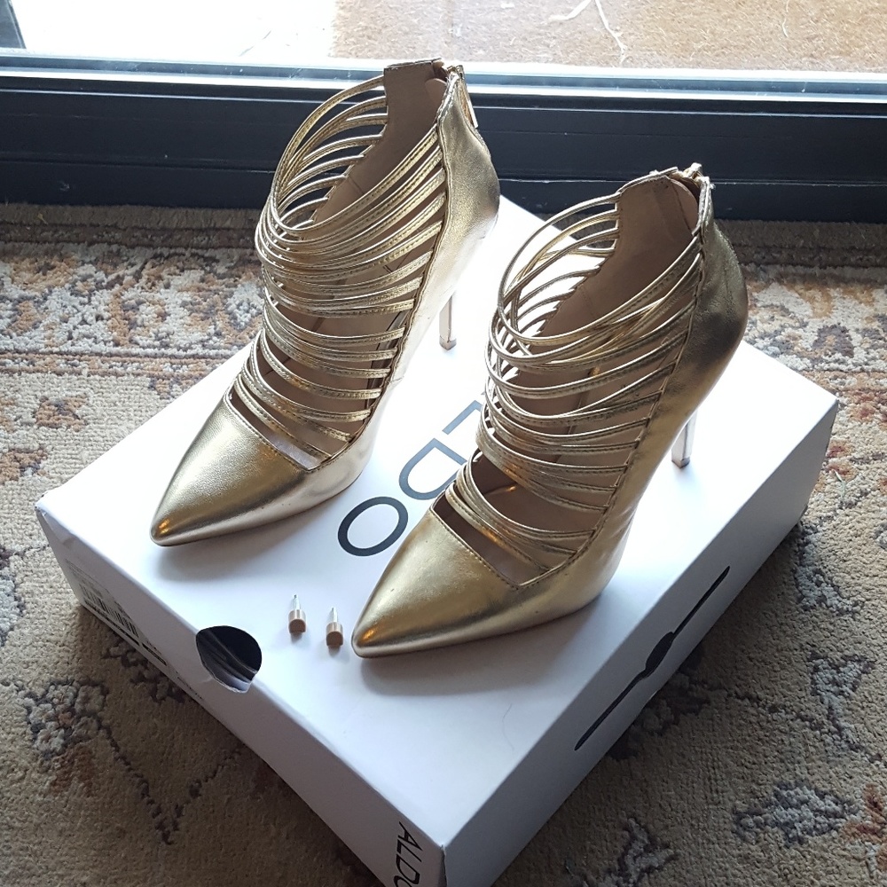 Aldo gold strappy heels