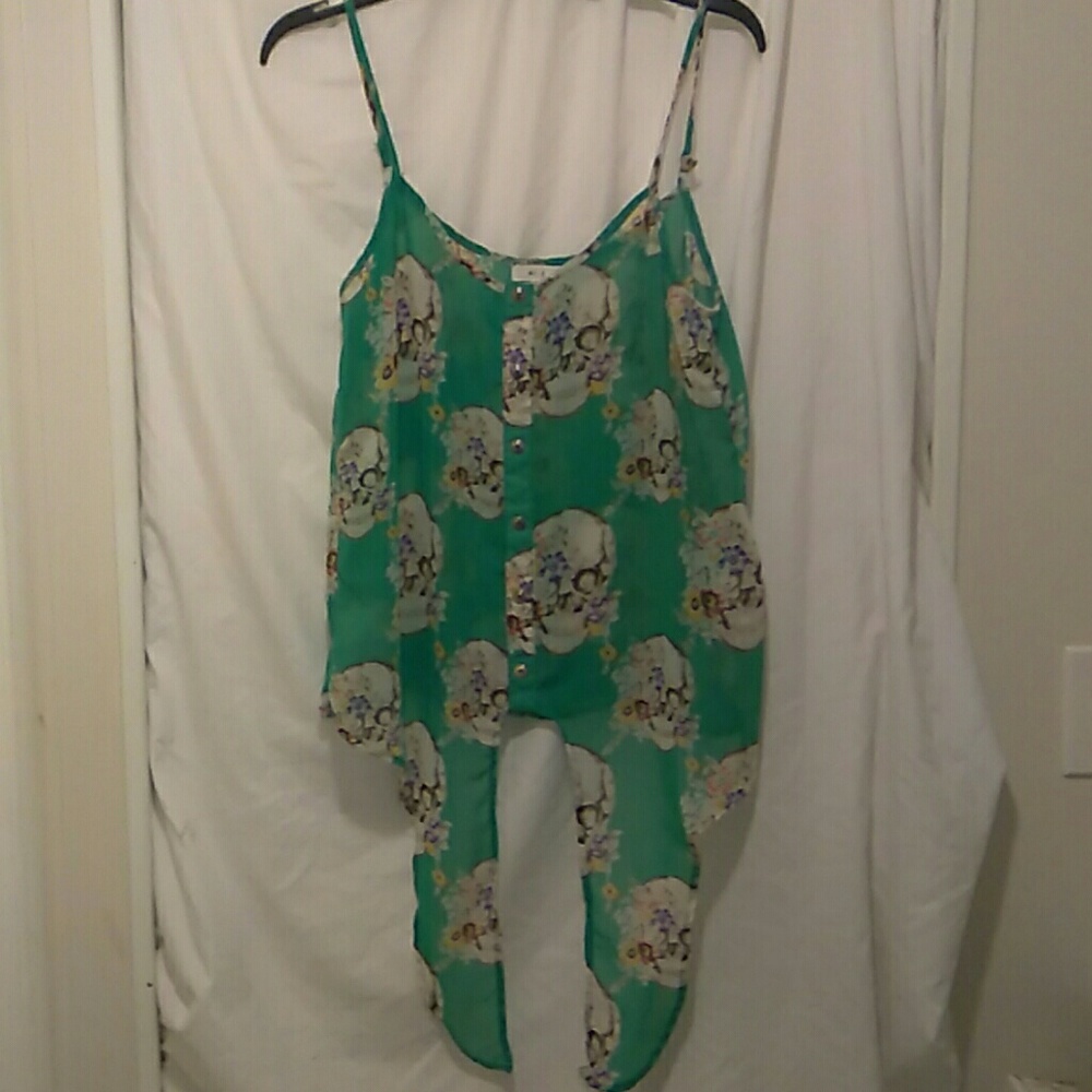 Mine sheer Skulls with flower print with tie @ btm