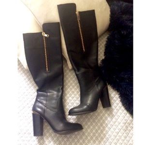 Aldo black faux leather over the knee boots