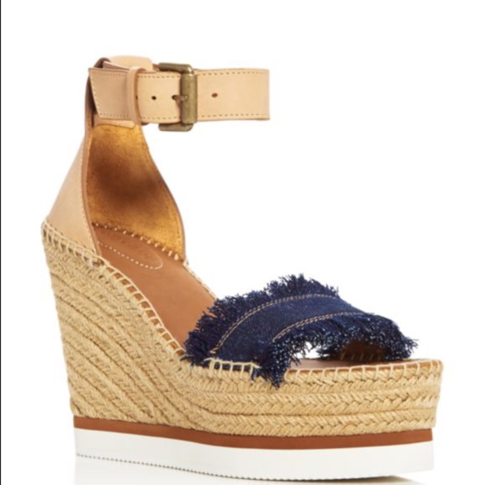 See by Chloe Wedge Espadrilles Size 7