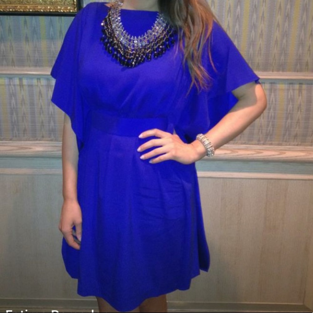 Royal Blue Gorgeous Cape Dress with Belt