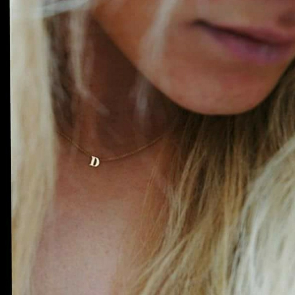 "D" Initial necklace 14k gold