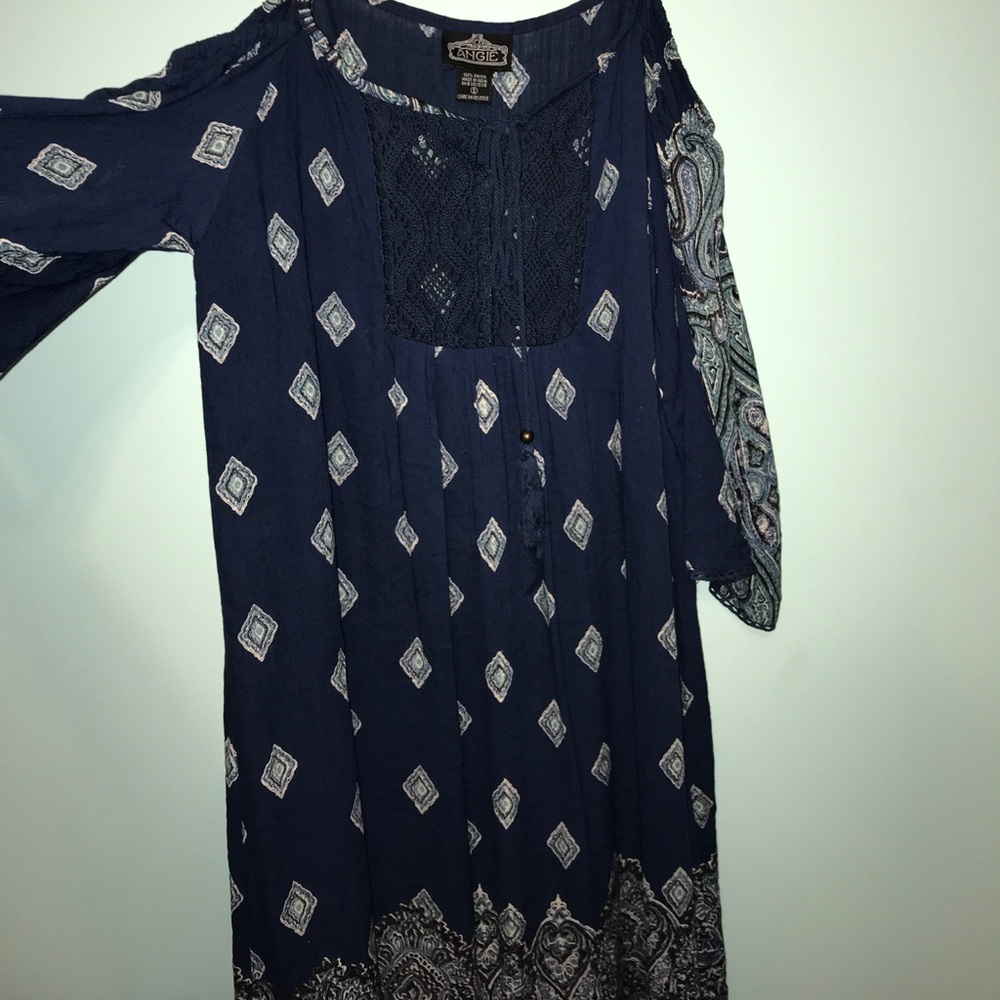 Blue off the shoulder dress,