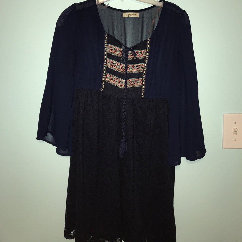 Blue long sleeve dress