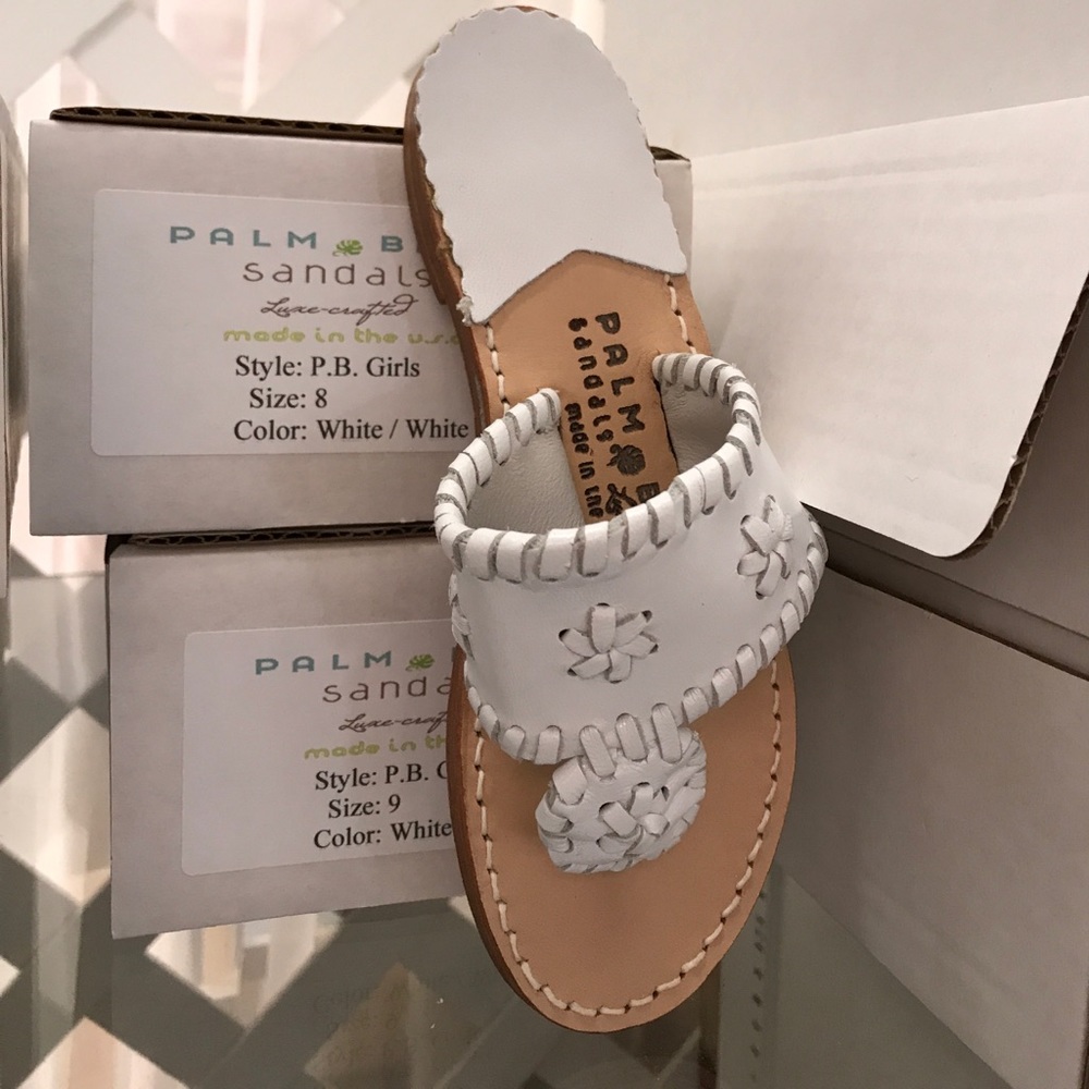 All white palm beach sandals