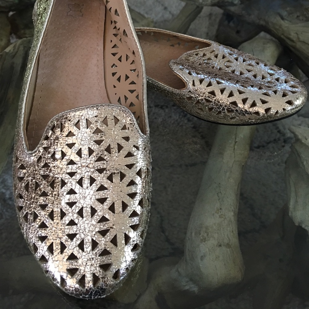 Moroccan Gold Geometric Smoking Flats