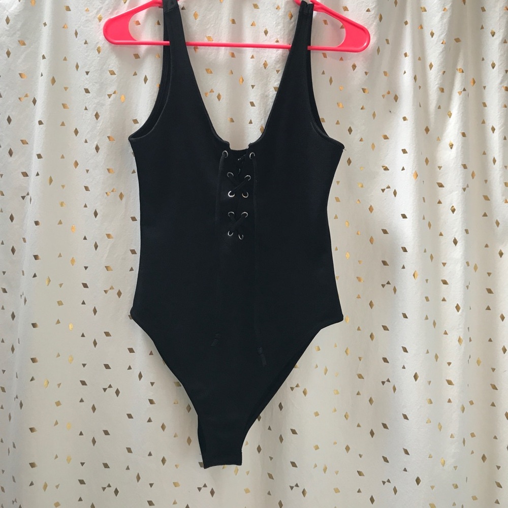 NWT H&M Black tank Lace-up bodysuit