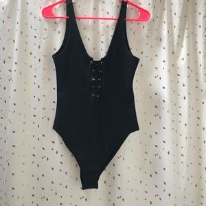 NWT H&M Black tank Lace-up bodysuit