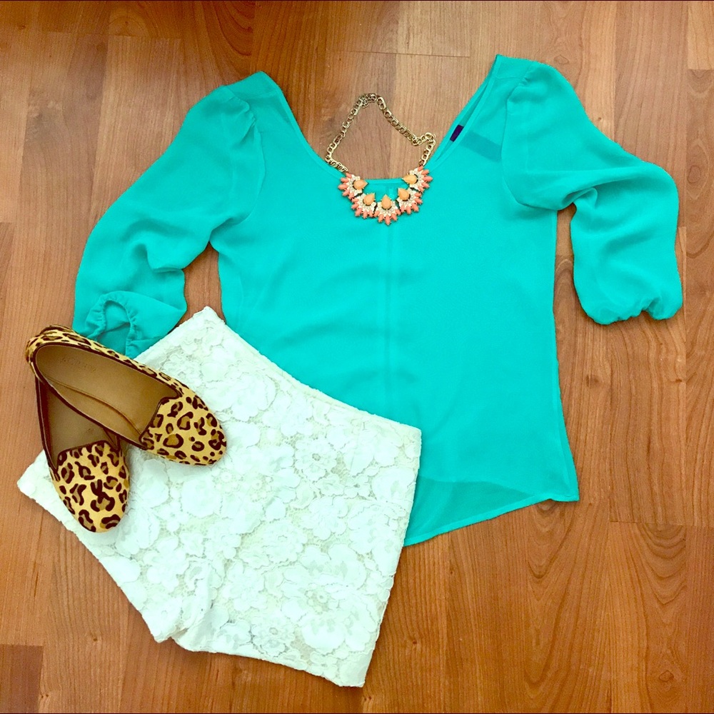 Aqua blue chiffon top