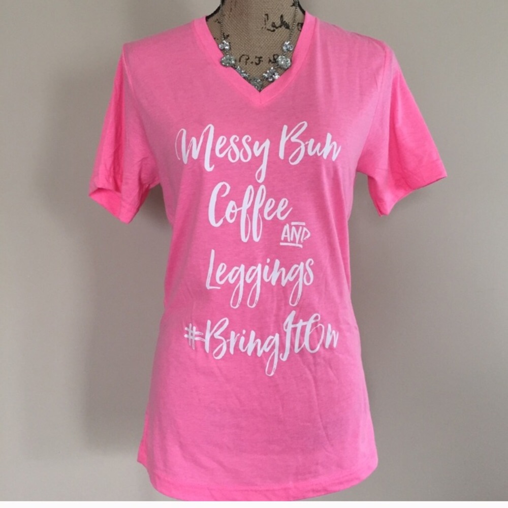 Messy Bun, coffee, leggings graphic tee - Picture 3 of 5