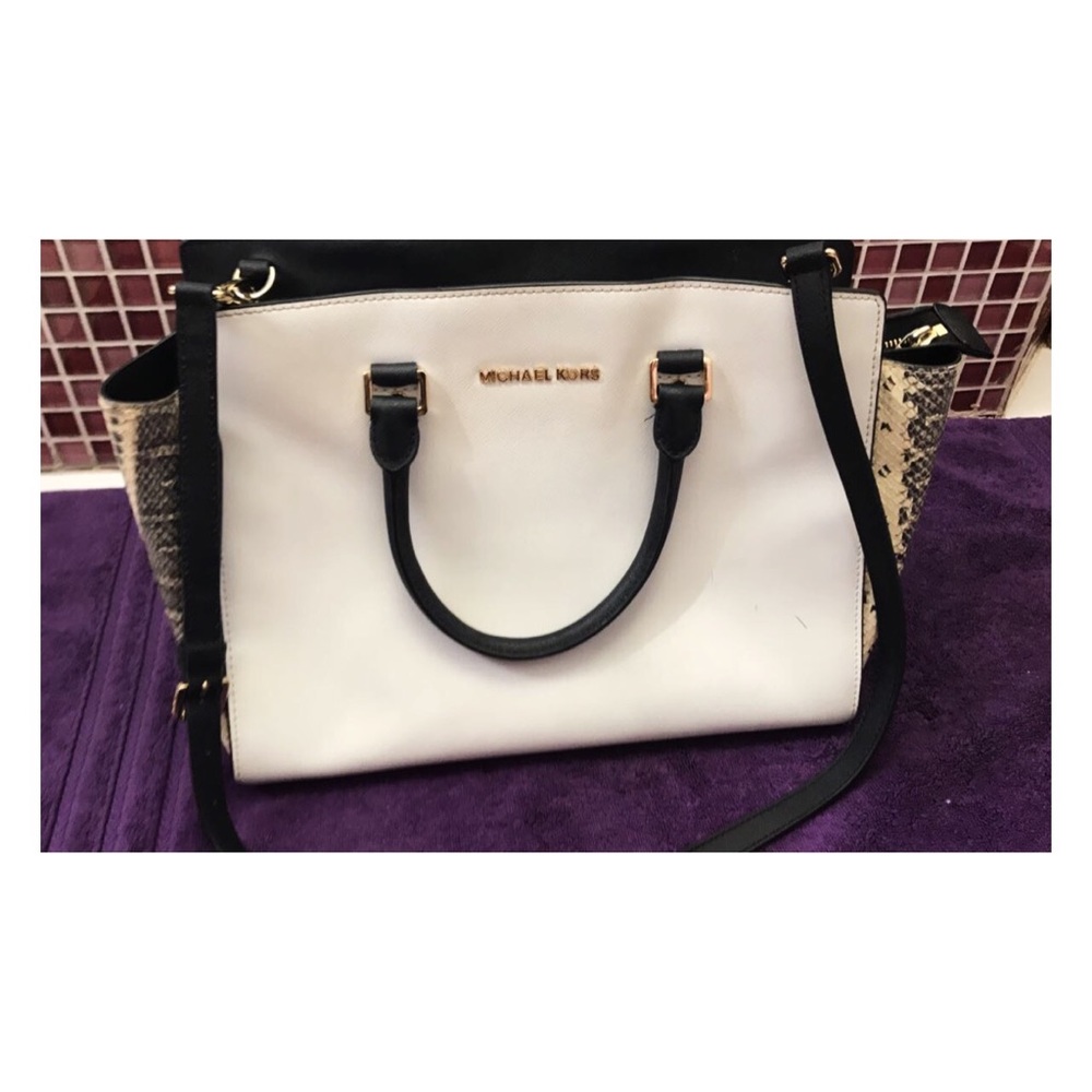 Michael Kors  white with snake detail satchel