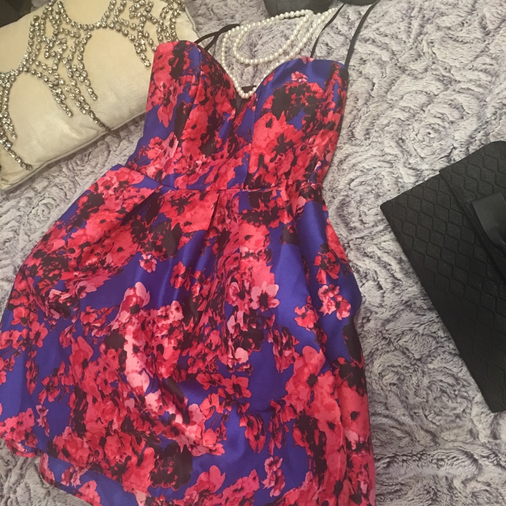 Blue and red strapless party dress! Worn once !