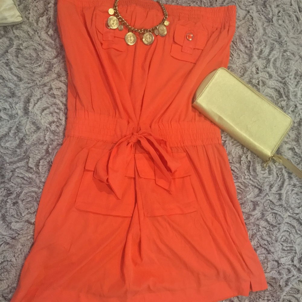 Strapless button dress