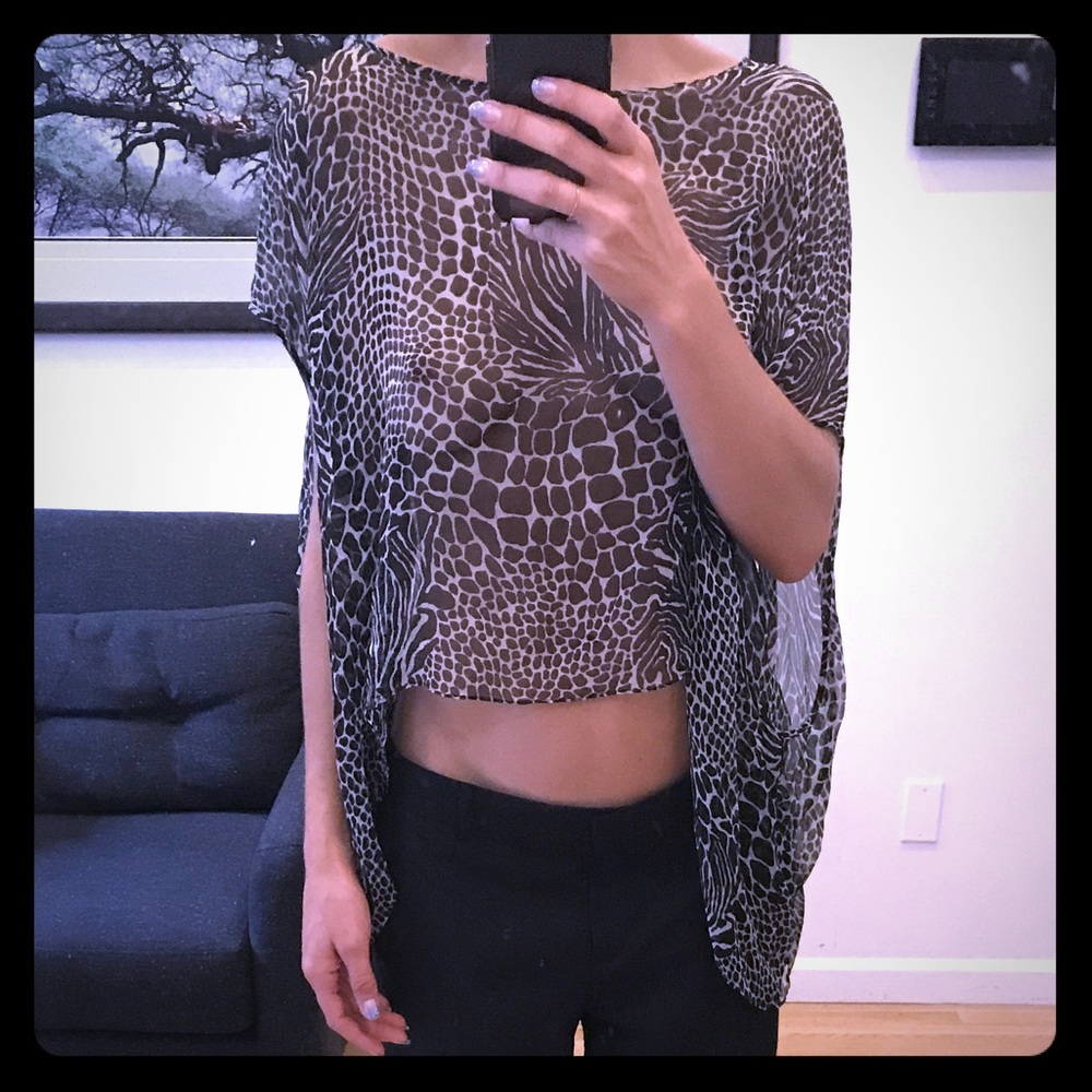 Black and white silk boatneck top