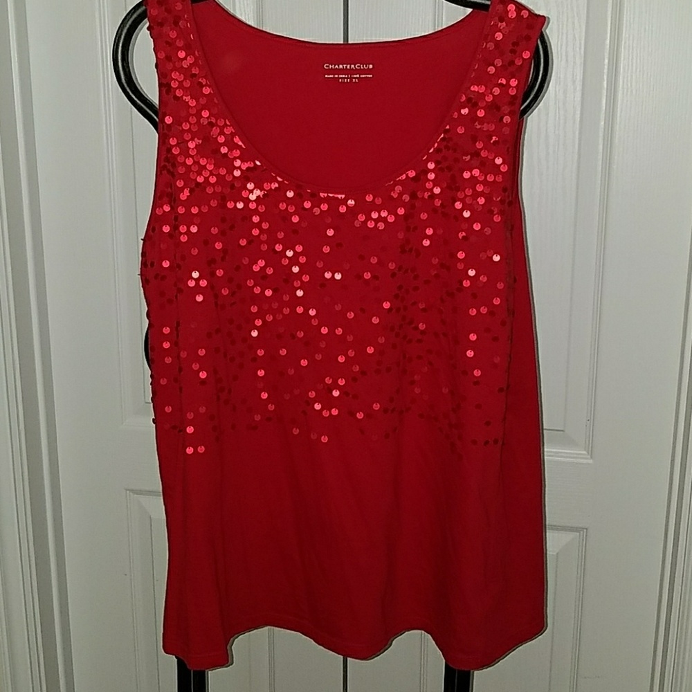 Red/shine sleeveless blouse zise XL