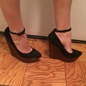 Jeffrey Campbell Tall Black Pointed Wooden Wedge