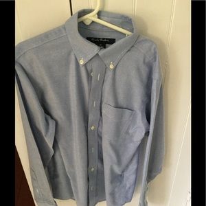 Blue chambray boys button down oxford shirt