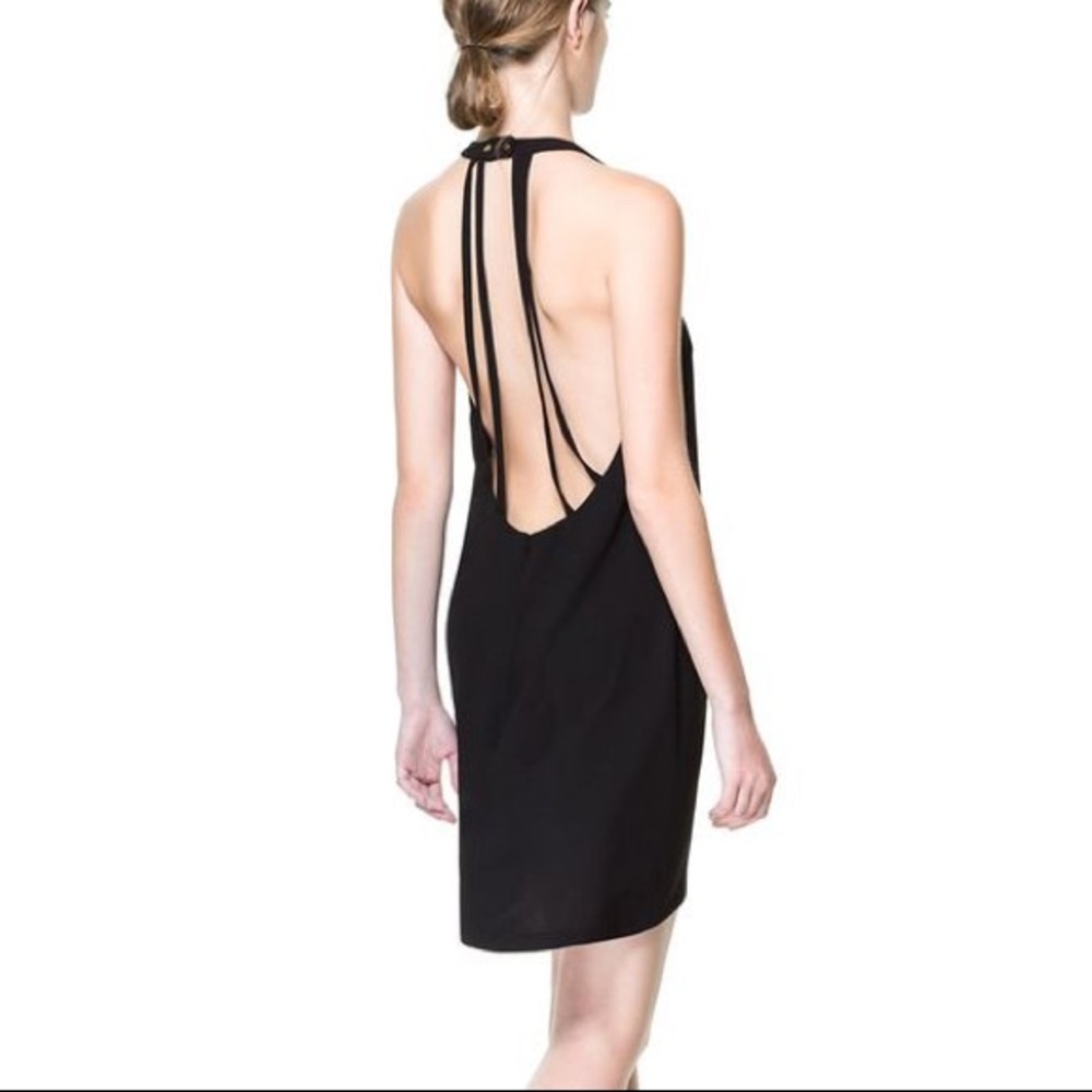 NWT Black Zara backless dress size large 8 10