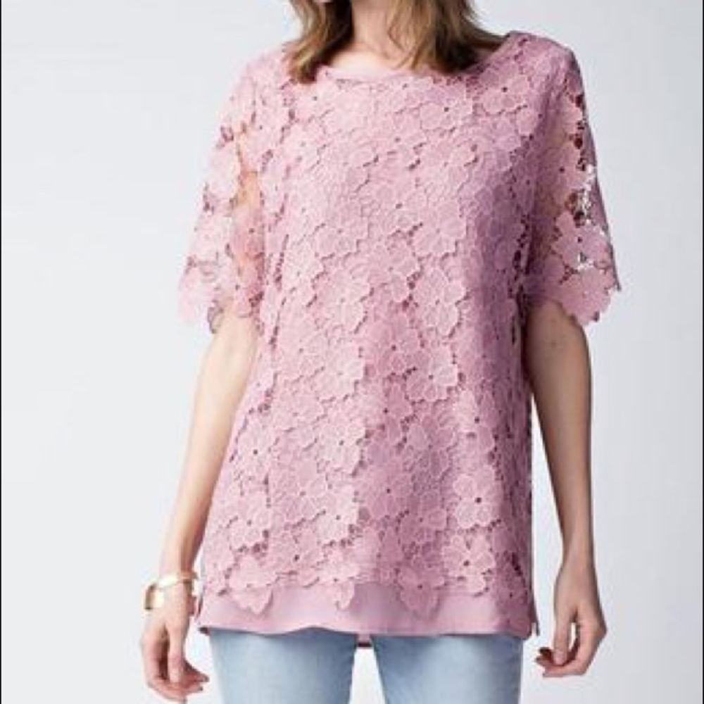 NWT Dusty Rose Blush Floral Lace Top