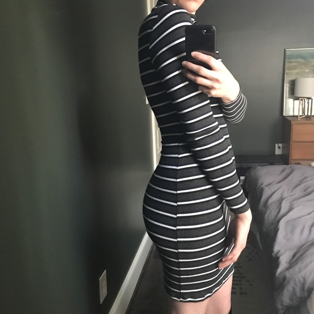 *SOLD* Long Sleeved Mock Neck Ribbed Mini Dress