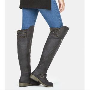 JustFab Thigh High Boots with Knit Cuff