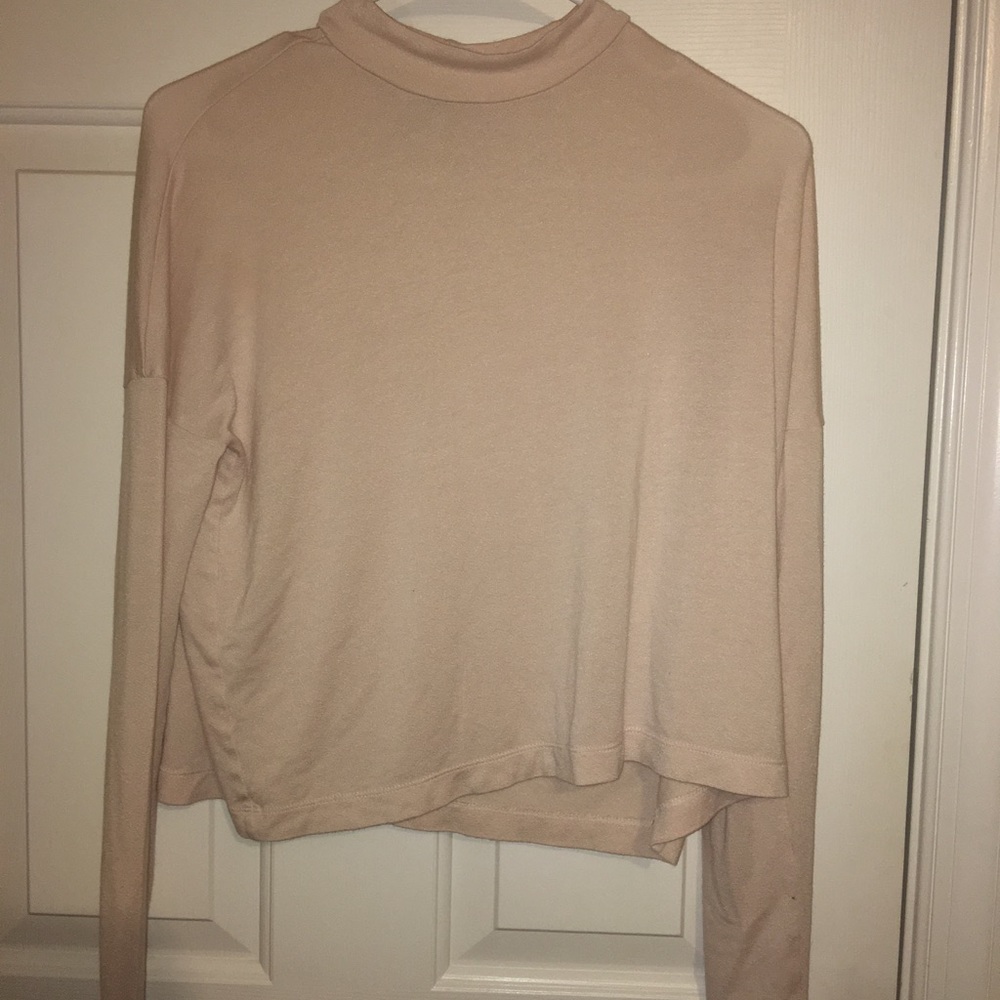 Beige high neck crop top