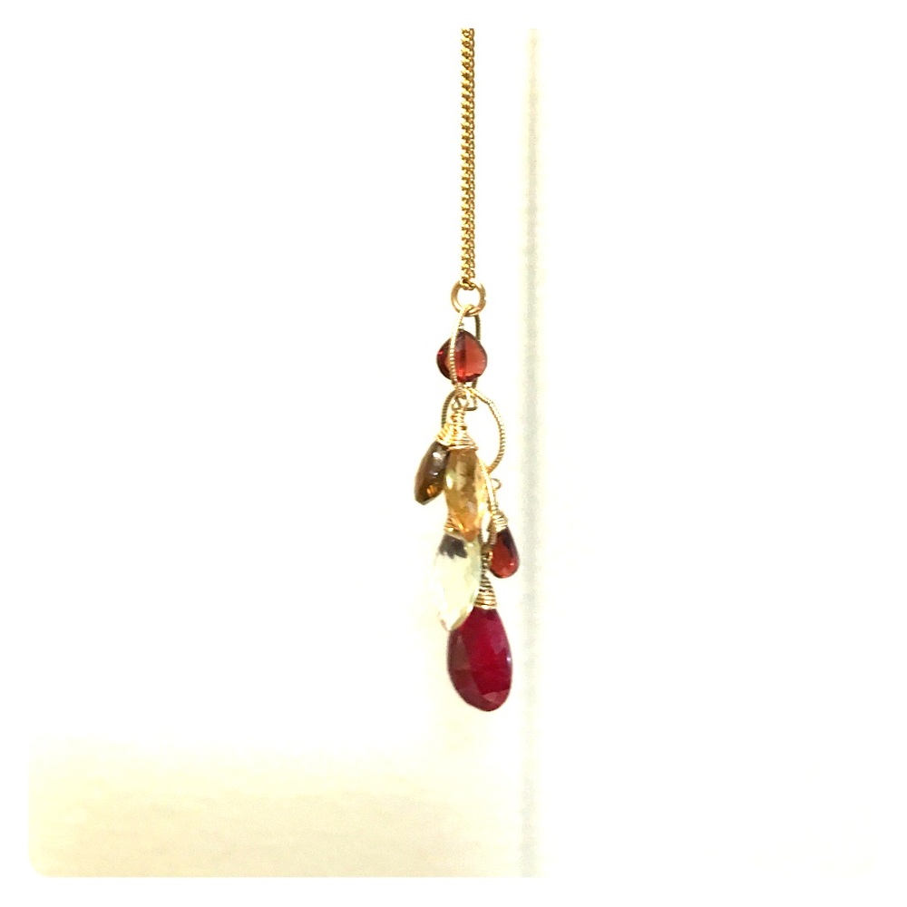 Delicate gold/ garnet beaded necklace