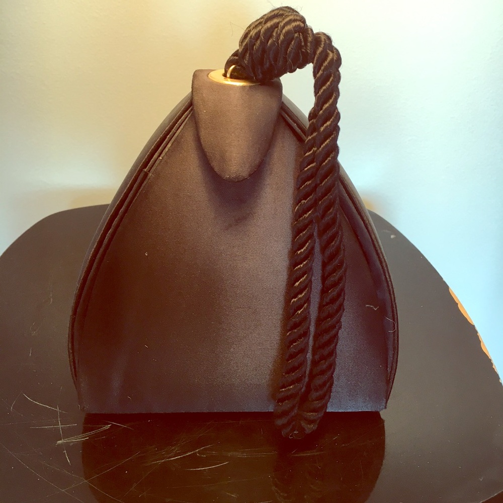Cute black satin evening bag.
