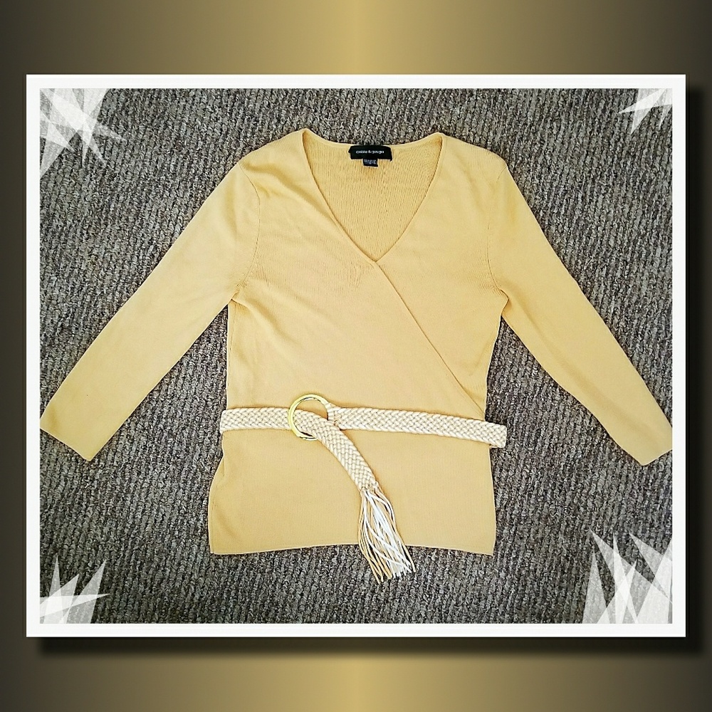 Classy 3/4th Length Sleeve Top with Braided Belt