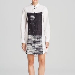 Cotton moon print shirt dress
