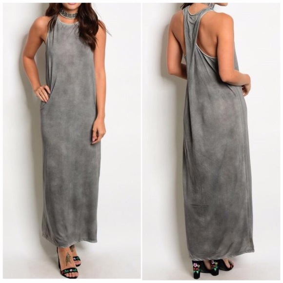 Dresses & Skirts - 🆑CLOSING SALE!! Gray Acid Wash Twist Maxi Dress