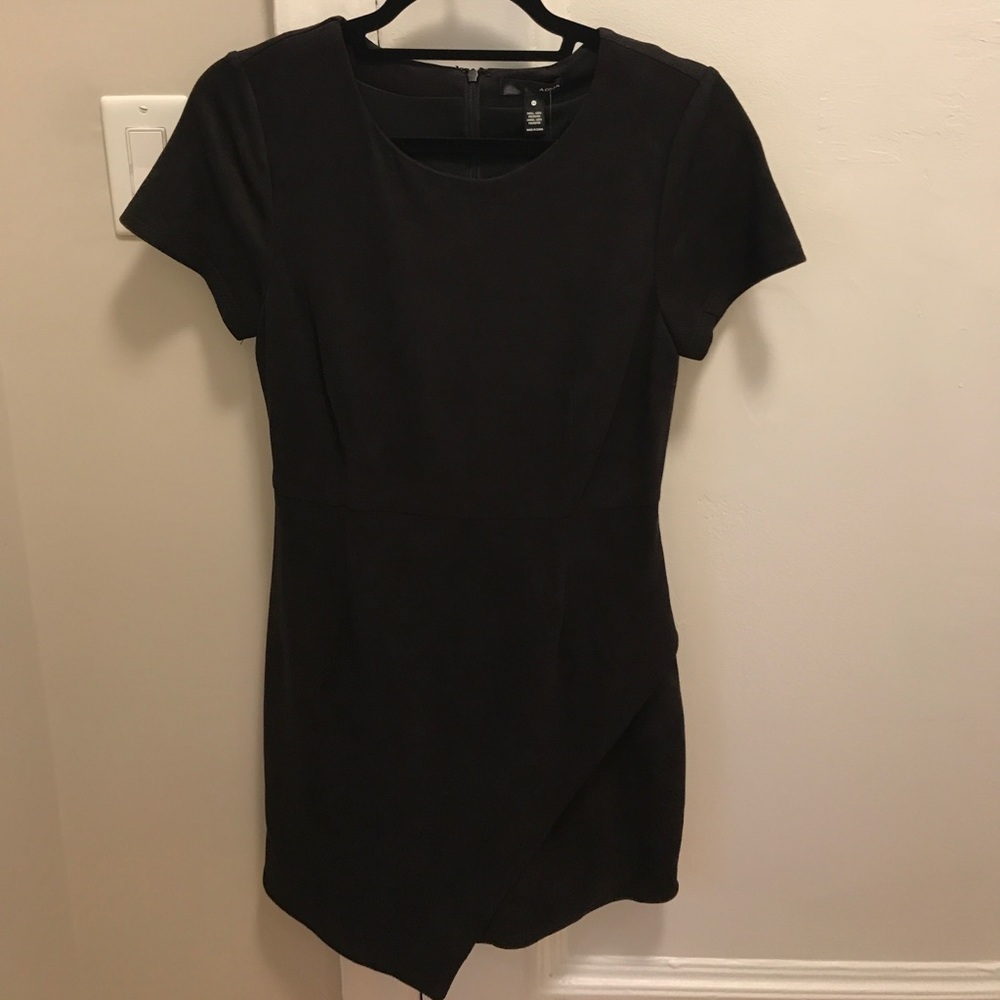 Aqua Black Suede Short Sleeve Dress