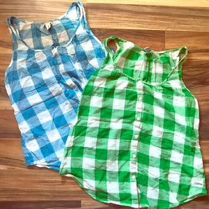 Two Checkered Gingham Old Navy Flowy Tanks