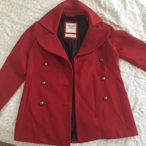 Abercrombie & Fitch Red Peacoat