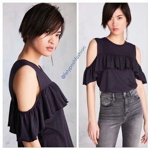 Truly Madly Deeply Ruffle Cold Shoulder Muscle Tee