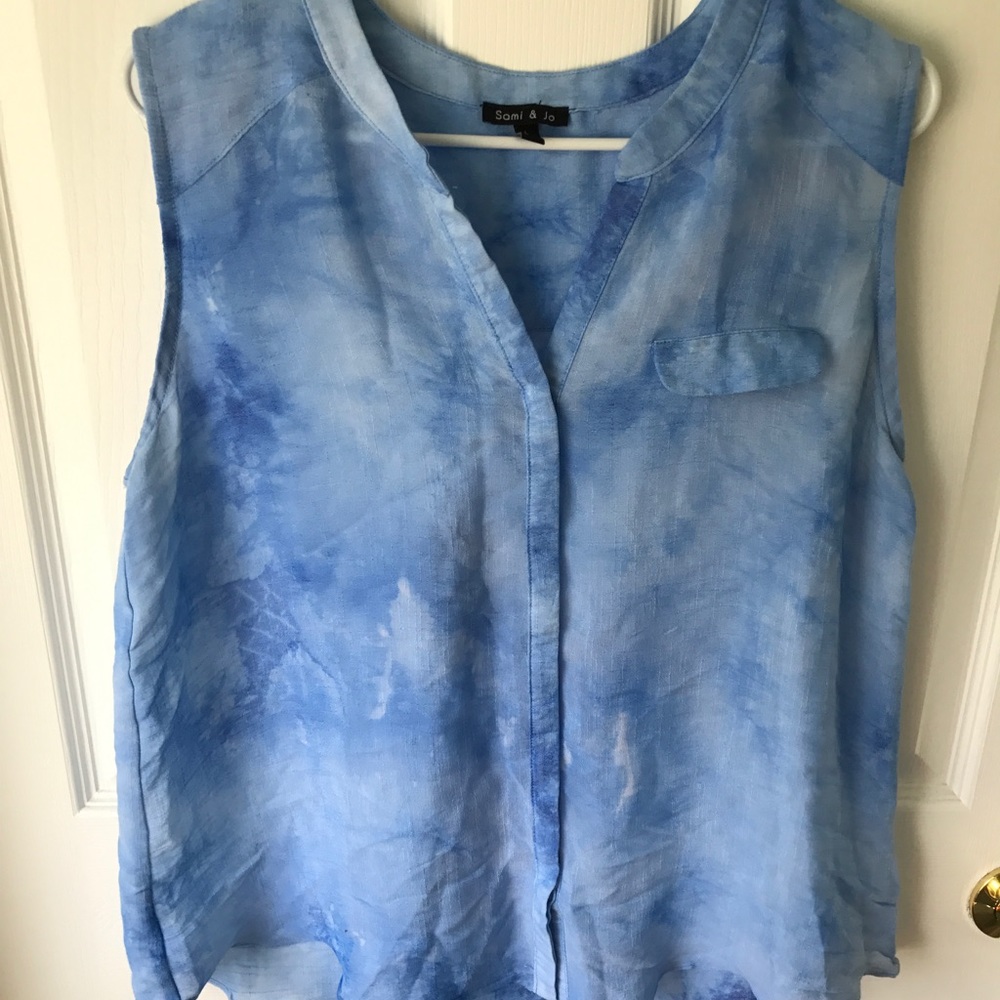 Beautiful blue button up blouse