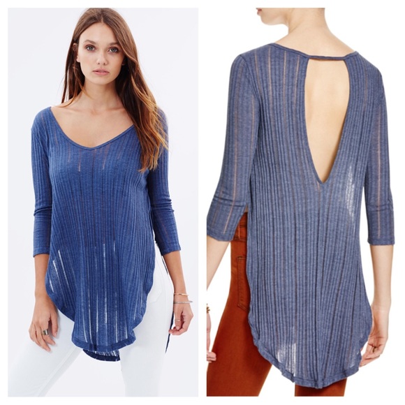 Free People Tops - FREE PEOPLE Astoria Hacci Tunic top NWT Denim blue