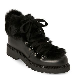 LEATHER FUR LACE UP BOOTS PERFECT FOR WINTER