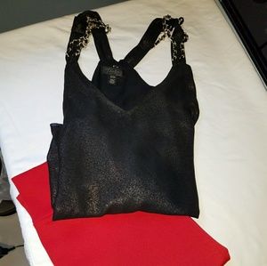Small - Thalia Sodi sleeveless black + gold blouse