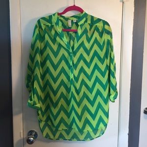 Dark & lime green blouse