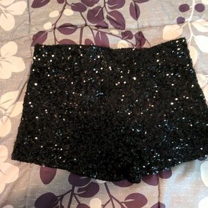 Black sequin shorts