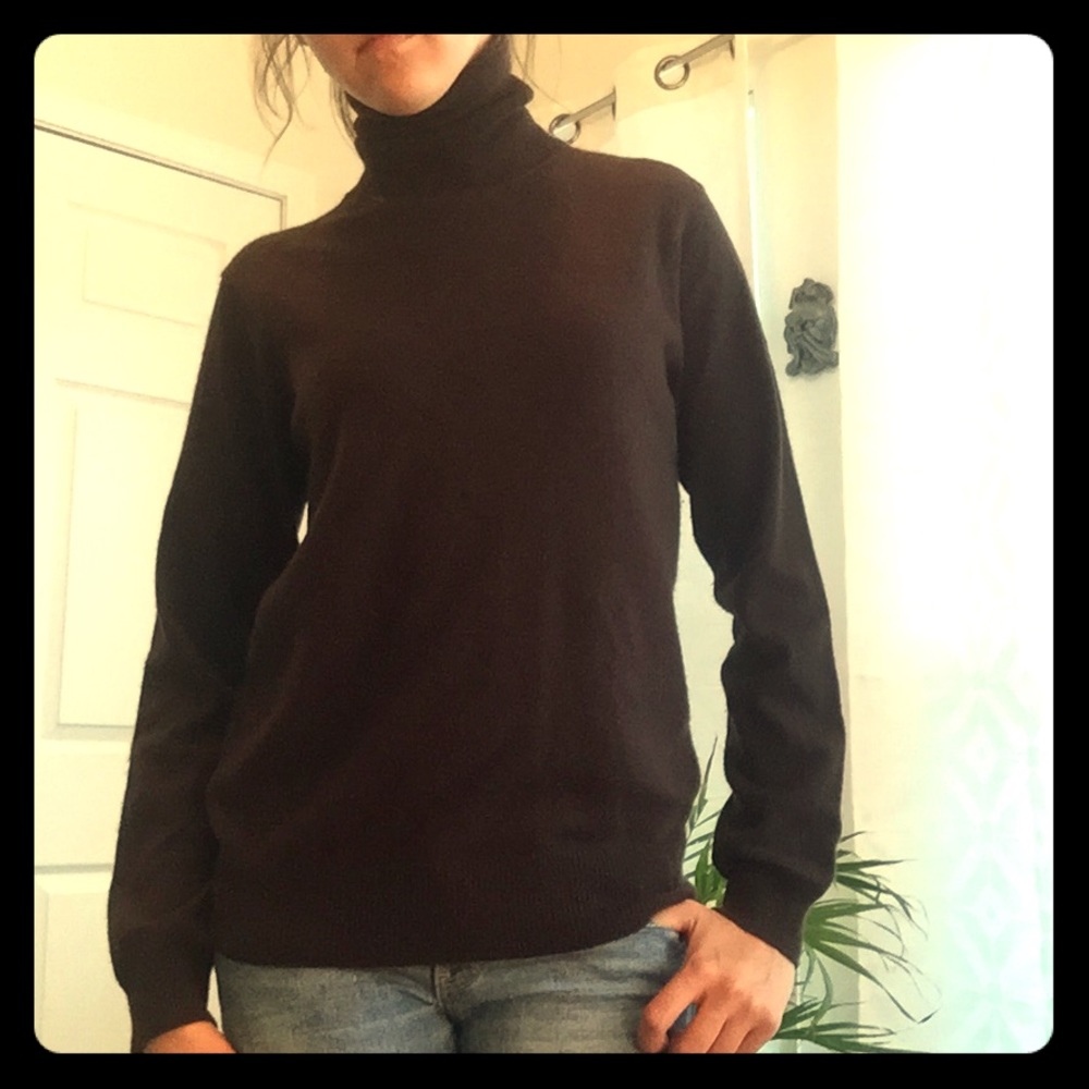 Brown Cashmere Turtleneck Sweater
