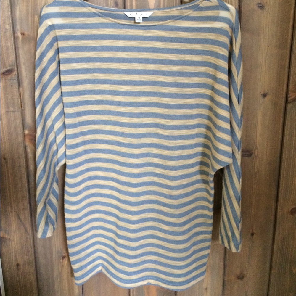 gray & tan striped lightweight dolman sleeved top
