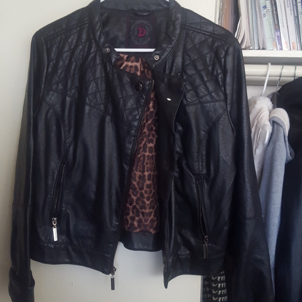 black leather jacket