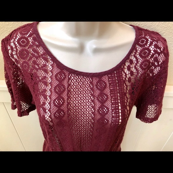Adorable House of Harlow burgundy lace mini dress - Picture 3 of 5