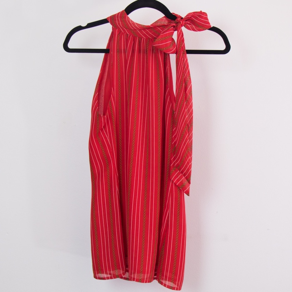 Banana Republic Stripe Bow-Neck Top Shoulder off