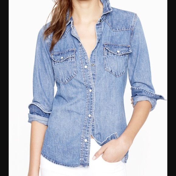 J. Crew Tops - J. Crew Chambray Denim button down shirt