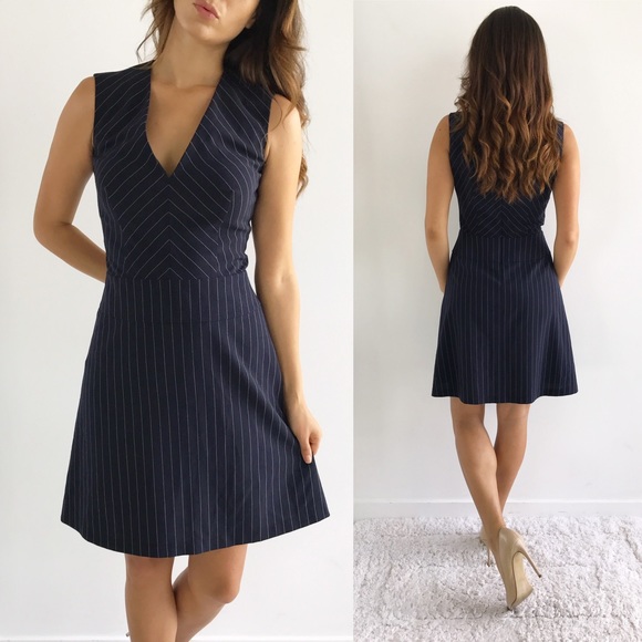 navy pinstripe dress