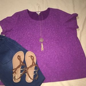 Soft purple tee/blouse with designs